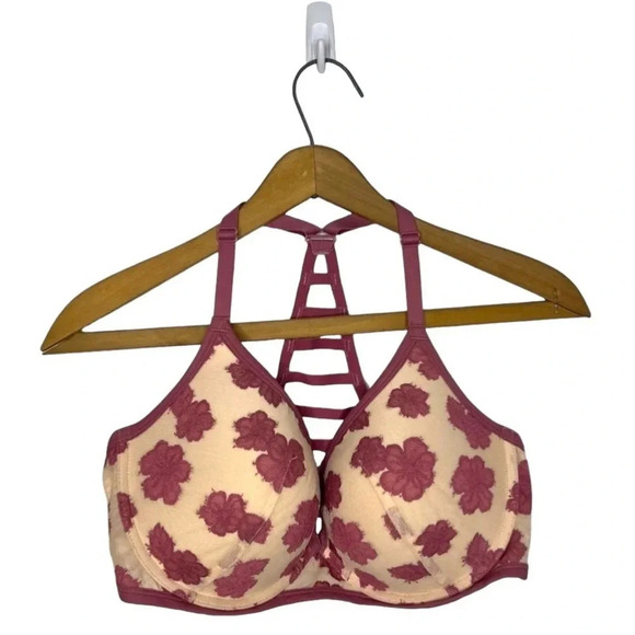 PINK Victorias Secret Hibiscus Lace Floral Soft Begonia Dusty Pink Cage Bra - Picture 3 of 11
